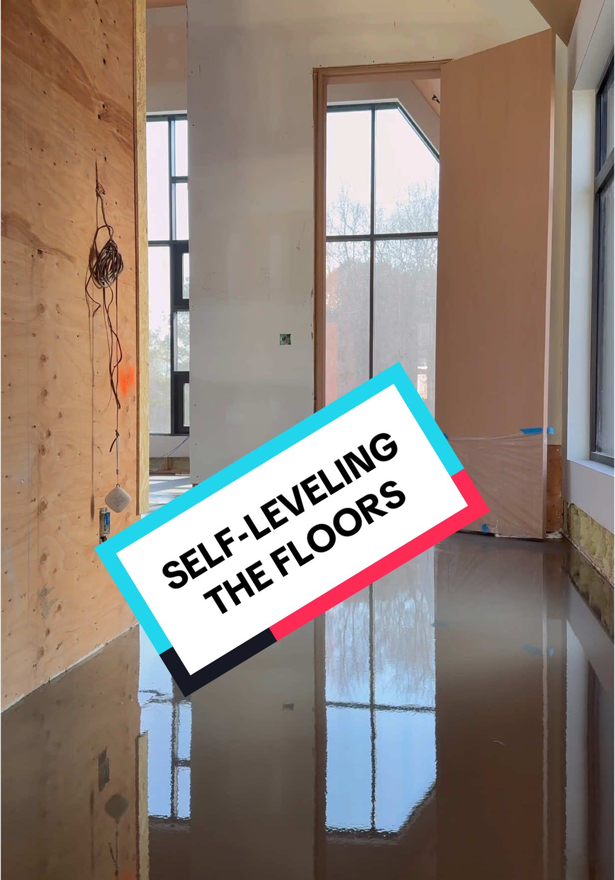 Floors as straight as me!!! 💅 #flooring #selfleveling #hgtv #renovation #interiordesign #construction #buildingahouse #mansion #eastcoastdiy 