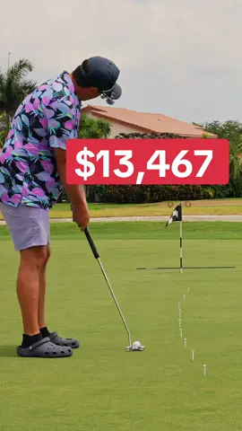 I’ve spent $13,467 trying to lower my golf handicap. I’ve gone from a 20, all the way down to a 14.1 Doing these drills are never fun, but they are crucial to helping lower your score and start making more 2 putts instead of 3 putts.  Step one: Set up 9 tee’s about 2 ft away from each other Step 2:  Take an alignment stick or a golf club and place it 2-3ft behind the pin. The rules: If you leave a putt short, it’s a bogey If you hit the alignment stick behind the hole, that’s a bogey. If the ball stops AFTER the hole, but DOESNT hit the alignment stick, that’s a par If you make the putt, that’s a birdie The goal is to keep doing this drill until you finish under par. Let me know if you would try this, or if this is something you already do #golftips #golf #golflesson #golfing 