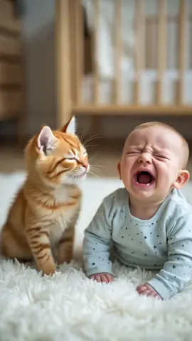 Cute baby cry #cutebaby #PetsOfTikTok #petlover #cutekitten #babycrying #ai