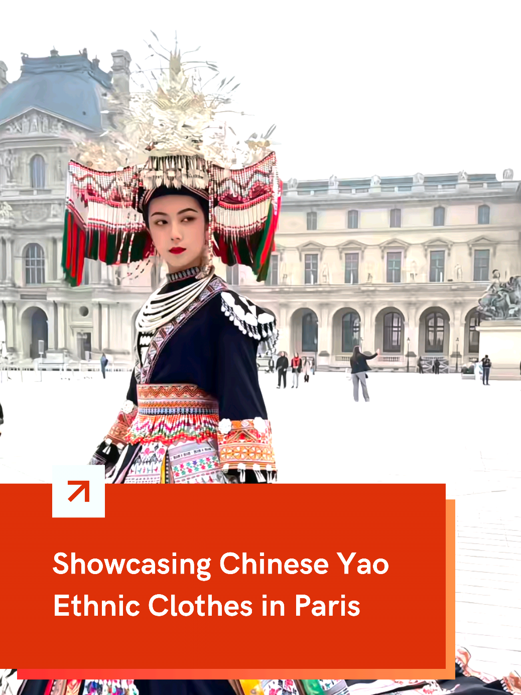 Discover the vibrant beauty of #Chinese #Yao ethnic clothes as they take center stage on the street of #Paris! 
