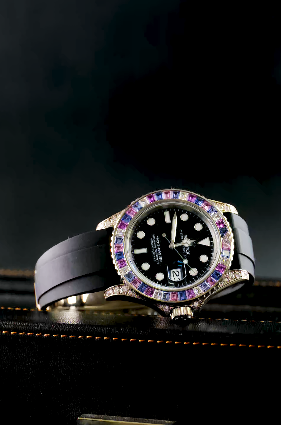 Pure indulgence in every detail ✨ The Rolex 126679SABR “Cotton Candy” stuns with its rainbow sapphire bezel, subtle black dial, and diamond-set lugs—luxury at its boldest. #RolexCottonCandy #126679SABR #RainbowRolex #DiamondRolex #LuxuryWatches #WatchGoals