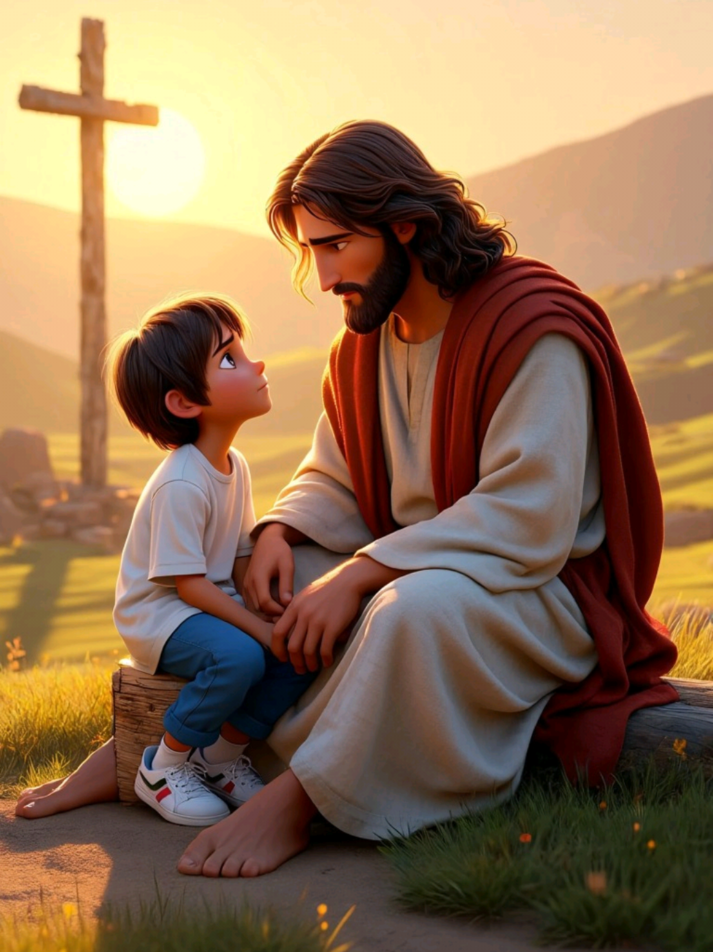 Lucas pergunta se doeu muito pra nos salvar #jesus #deus #historias #cruz #pascoa #oracao #crianças #semanasanta #desenhobiblico #pixar
