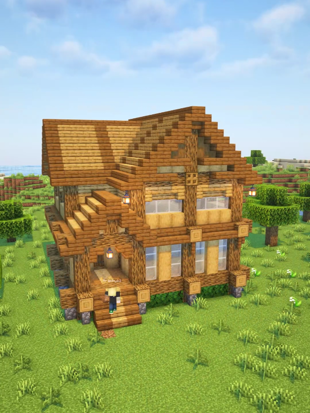 Great Wooden House🏡 Minecraft Tutorial #Minecraft  #minecraftideas #tutorial  #minecraftbuilding #fypp  #minecrafttutorial #fyp #arashy 