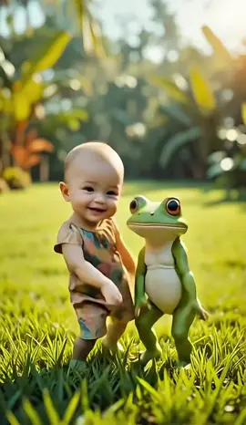 Cute baby and Frog #cutebaby #kidsoftiktok #babydance #forkids #bebêsdotiktok #kidsdance #infantil #funnybaby #crazyfrog 