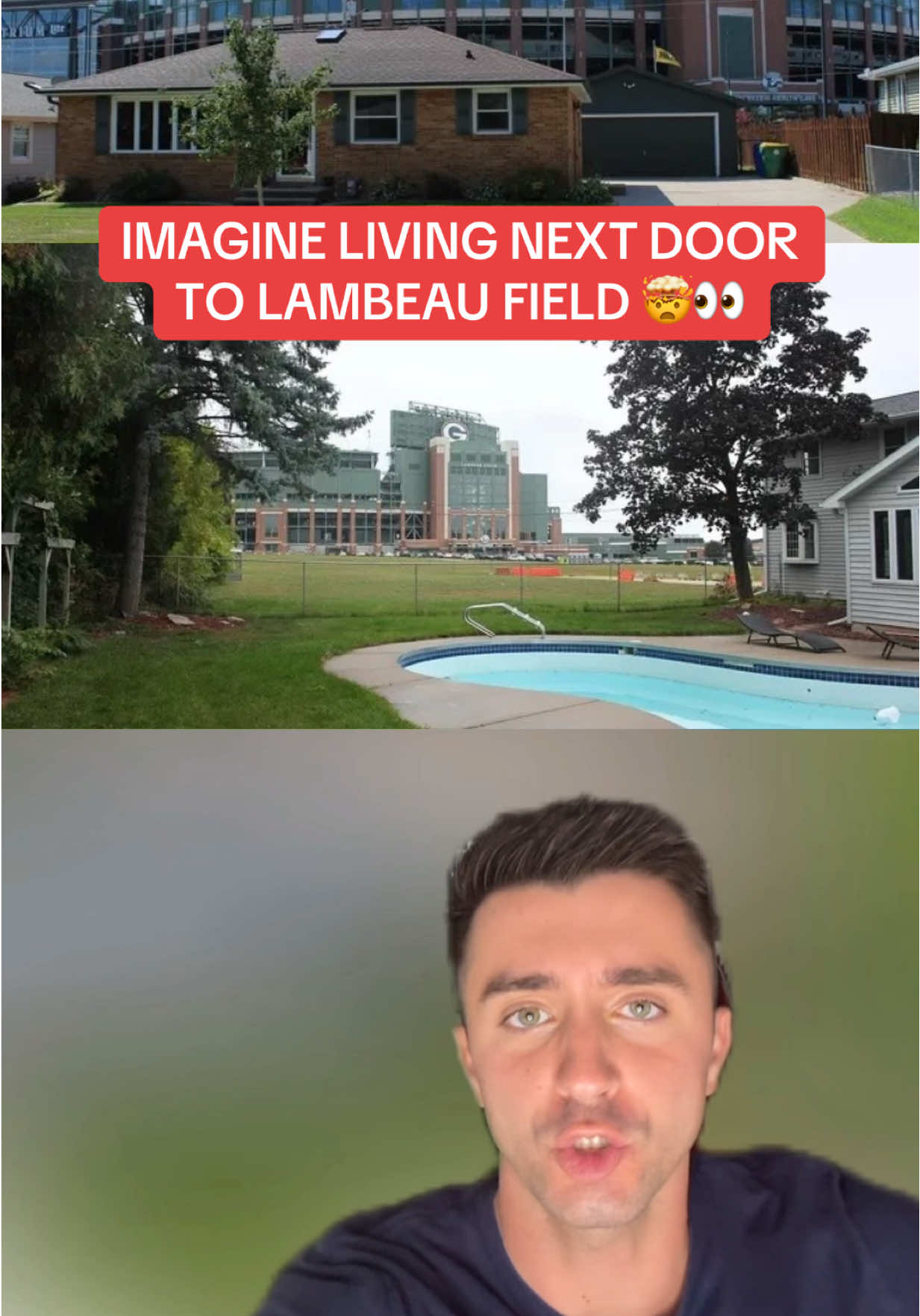 What it’s like living next door to Lambeau Field 😳 #nfl #nfldraft #packers #lambeaufield #football 