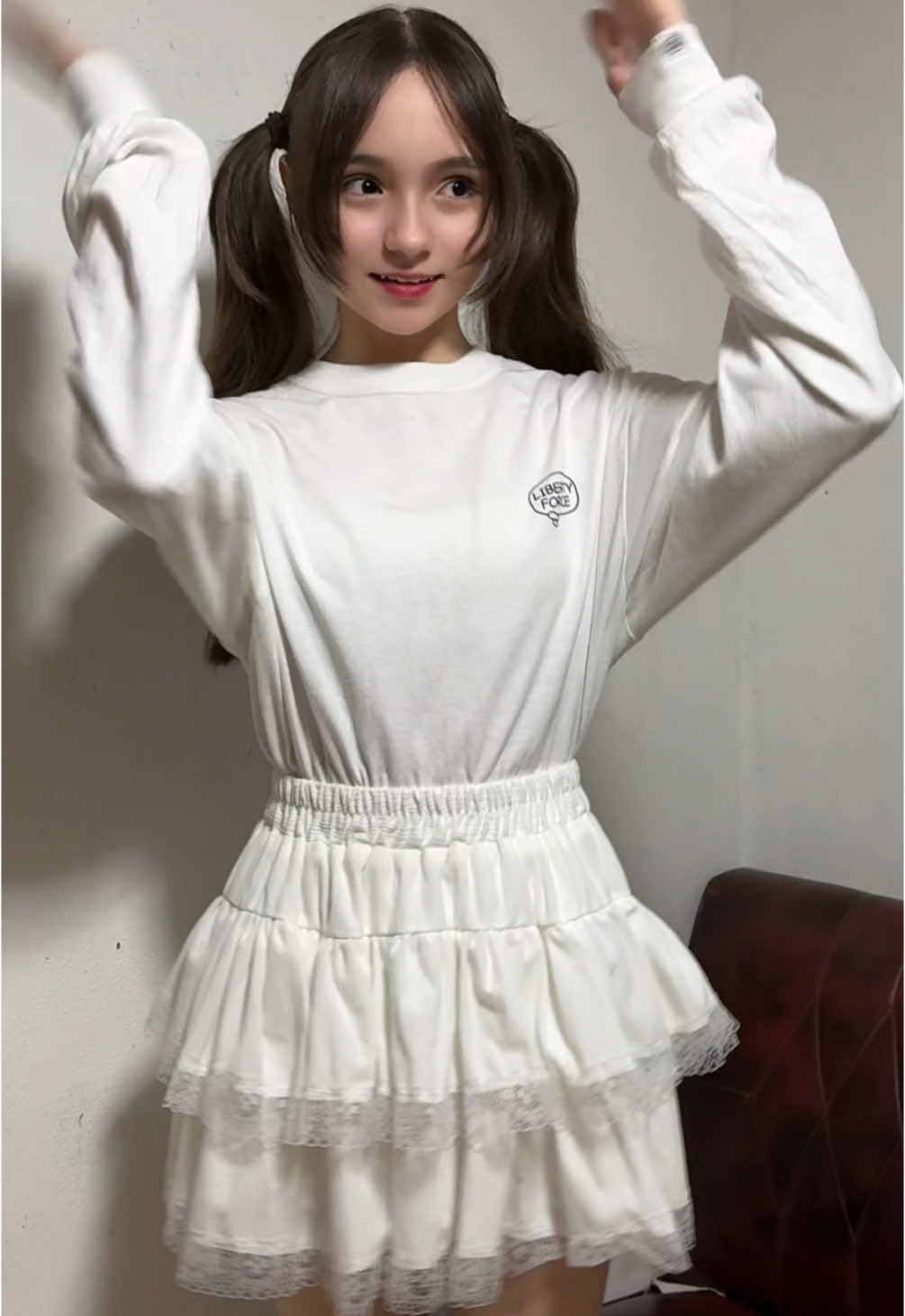 お気に入りのTシャツで白コーデ💟💟💟 #IDOME  #沖縄　#jc2 #白コーデ　#ツインテール  #libertyforce  #cutegirl #smilegirl  