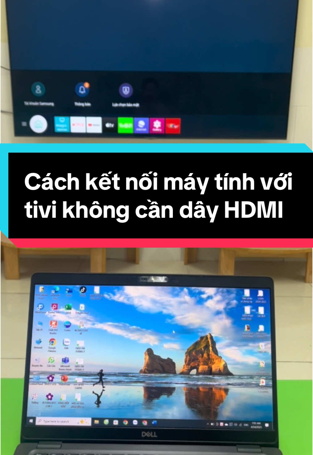 Cách kết nối máy tính với tivi không cần dây HDMI. Nhanh gọn và rất thuận tiện đúng không các thầy cô  #cogiaoLily #gvmn🍀🍀✅❤️ #xuhuongtiktok #sangkienkinhnghiemmamnon 