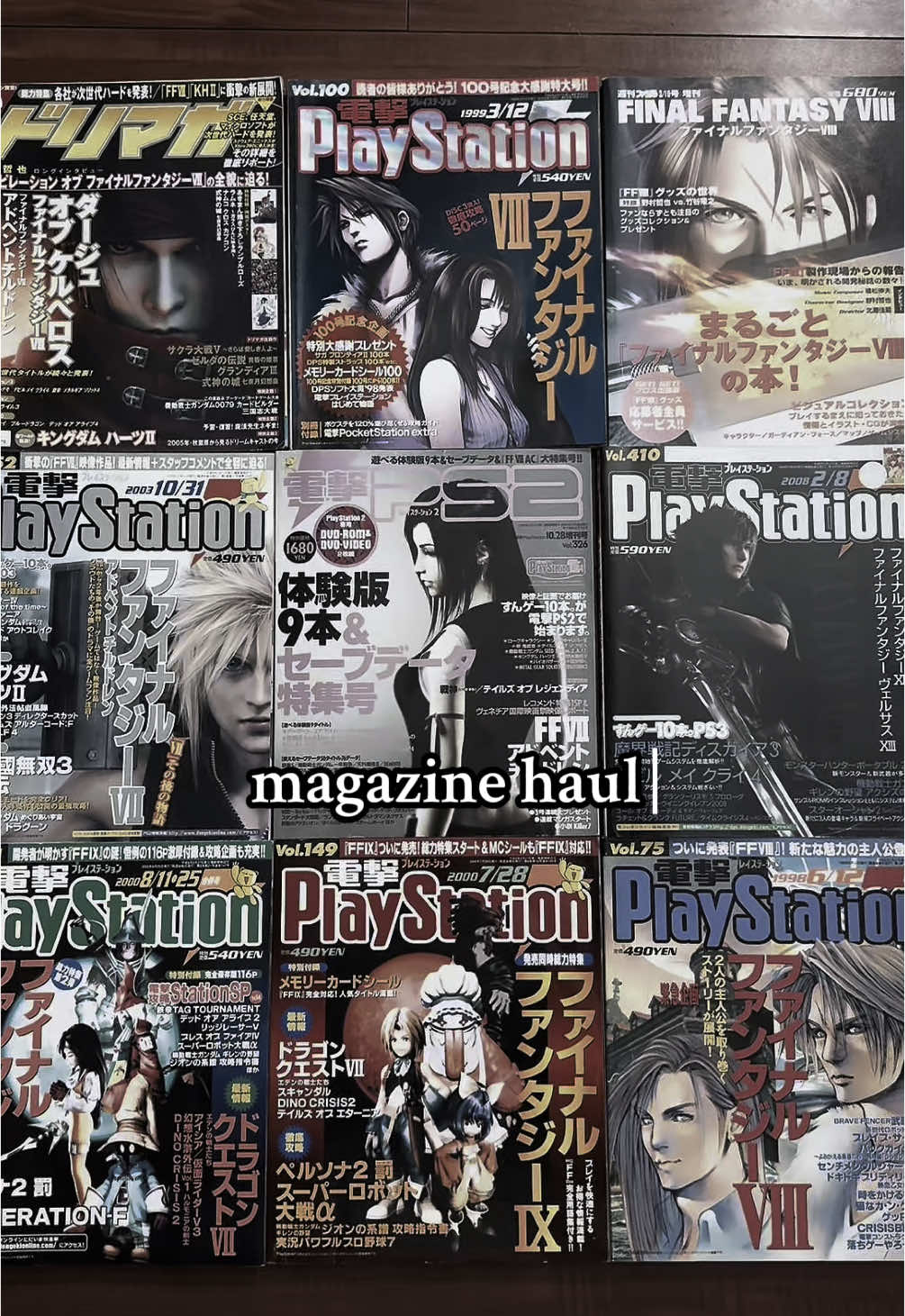 My recent haul 🖤 I’m obsessed with these items, it’s hard to pick a favorite!  #finalfantasy #finalfantasyviii   #japanhaul #physicalmedia #tifa #cloudstrife #ffix #ff7 #ffxv #magazine #collector 