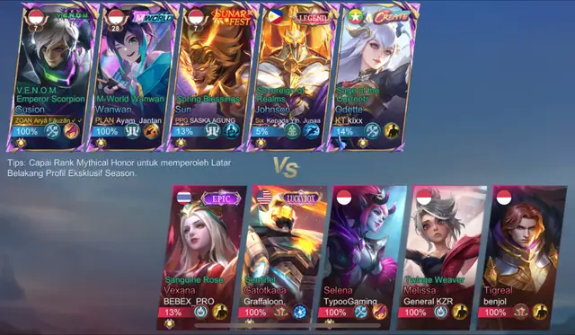 Info mabar kah😇 Last seen yesterday,Kalau orang skinnya yg bagus,kalau kita mainnya ygharus diperbagus😤 #mlbb #ml #skin #gaming #fy #fyp #bismillah #gas yg mau join