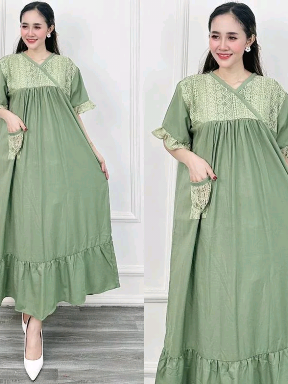 DASTER DRESS KIMONO PIYAMA KAREEN BROKAT LD 120CM BUSUI BUMIL REMPELBAHAN RAYON PREMIUM