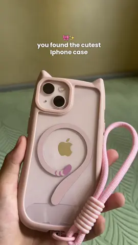 so cute #fyp #iphonecase #magsafecase #casewithlanyard #pinkiphone13 #phoneaccessories #cutetech #CatCase #tiktokfinds 