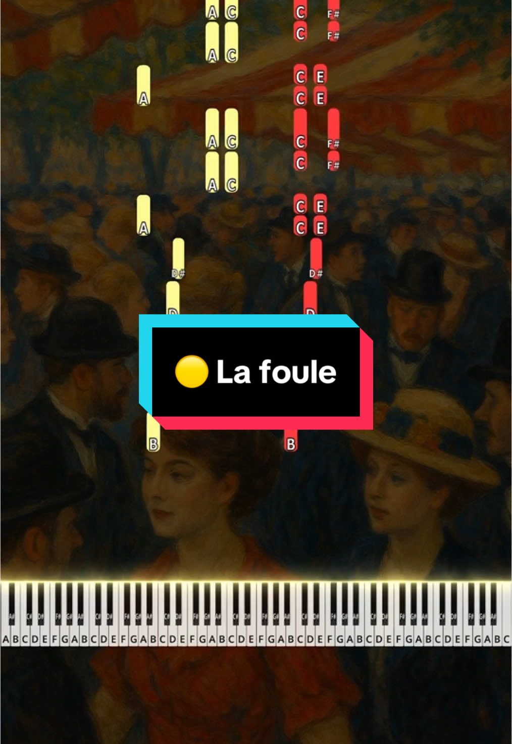 🟡 La foule - Edith Piaf (Intermediate Piano Tutorial)  #piano #pianotutorial #easypiano #pianocover #lafoule #edithpiaf 