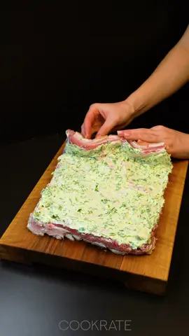 This roulade recipe has broken all records! The whole secret is in the filling! Ingredients pork belly: 2 kg (4 lb) soft butter: 200 g (7.1 oz) parsley: 40 g (1.4 oz) garlic: 20 g (0.7 oz) black pepper: 2 g (0.1 oz) salt: 3 g (0.1 oz) dried thyme: 2 g (0.1 oz) coriander: 2 g (0.1 oz) potatoes: 400 g (14 oz) water: 500 ml (17 fl oz) salt: 2 g (0.1 oz) soft butter: 30 g (1.1 oz) sour cream: 30 g (1.1 oz) cooking cream: 150 g (5.3 oz) garlic: 20 g (0.7 oz) salt: 3 g (0.1 oz) butter: 40 g (1.4 oz) onion: 1 pc green apple: 1 pc garlic: 5 g (0.2 oz) sugar: 5 g (0.2 oz) flour: 15 g (0.5 oz) cooking cream: 150 g (5.3 oz) soy sauce: 20 ml (0.7 fl oz)