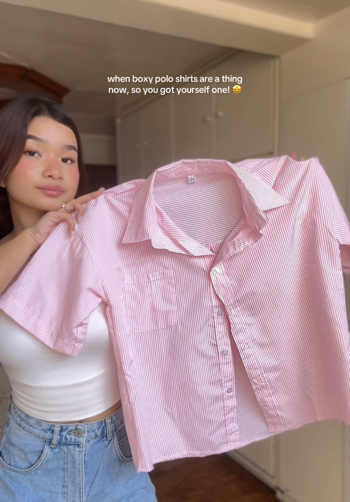 boxy polo shirt is definitely a vibe 🕶️  #fyp #outfitideas #boxypolo #stripespolo #shortsleevepolo #poloshirt #polooutfit  