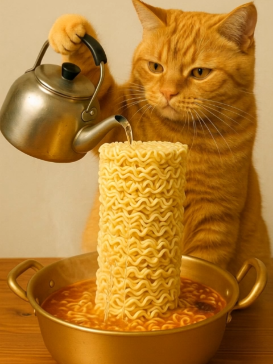 Ramen 🍜     #mukbangcat #モッパンねこ  #먹방고양이 #asmr #먹방asmr  #mukbang #aicat #モッパン #aianime #yummyfood 