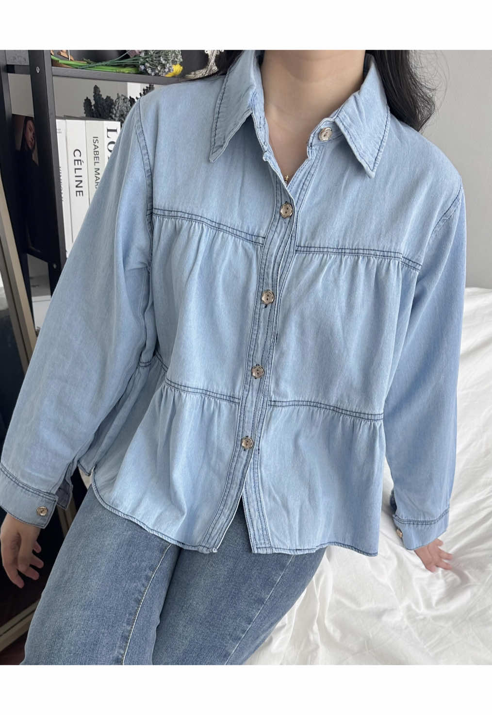 Flare denim top💙 #topteen #denim #denimyourway 