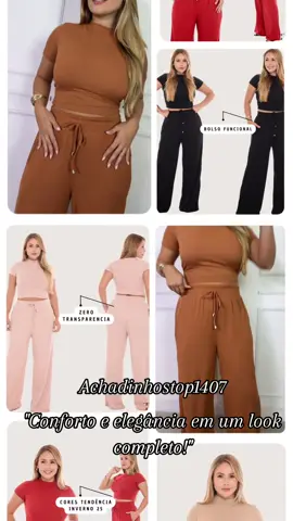 👚✨ Conjunto Pantalona Feminina Canelada ✨👖 ✔️ Blusa gola alta + calça com bolso e elástico na cintura ✔️ Confortável, estiloso e perfeito para todas as ocasiões ✔️ Tecido canelado que valoriza o corpo com leveza e sofisticação Link de compra no primeiro comentário  #LookDoDia #ConjuntoFeminino #ModaConfortável #modafeminina #promocoesshopee  #PantalonaEstilosa #EstiloComPraticidade 