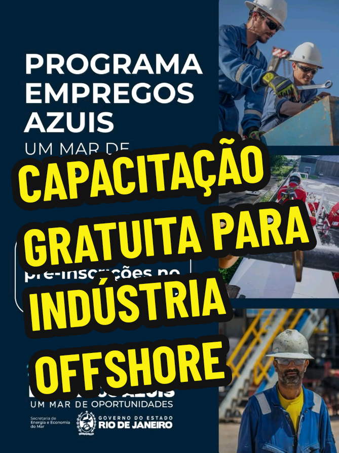 🌊 PRÉ-INSCRIÇÕES ABERTAS! O programa Empregos Azuis quer ouvir você! 💬 Já imaginou se capacitar para atuar em áreas como Soldagem, Pintura Industrial, Corrosão, Eletricista de Embarcação, Taifeiro, Segurança de Plataforma e muito mais? 🚢⚙️ A pré-inscrição para o programa na área de Economia do Mar já está no ar! Queremos entender quais cursos são mais procurados – e planejar os cursos e carreiras vom mais foco e eficiência! 📊 Se você sonha em trabalhar com a Economia do Mar, essa é a sua chance de fazer parte de um movimento que vai qualificar milhares de pessoas até 2026. 💼🌍 📌 Válido para todo o estado do RJ #EmpregosAzuis #Seenemar #EconomiaDoMar #QualificaçãoProfissional #RJ 