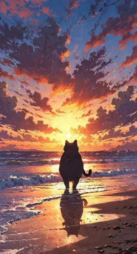 Even the chonky ones take their time—step by step, sunset by sunset. 🌅🐾 Turn your screen into a vibe. You got this. 💪✨ #LiveWallpaper #MotivationVibes #AestheticCat #FatCatWalk #SunsetGoals #YouGotThis #PeacefulMindset #WallpaperInspo #CatWalkMotivation #BeachVibes