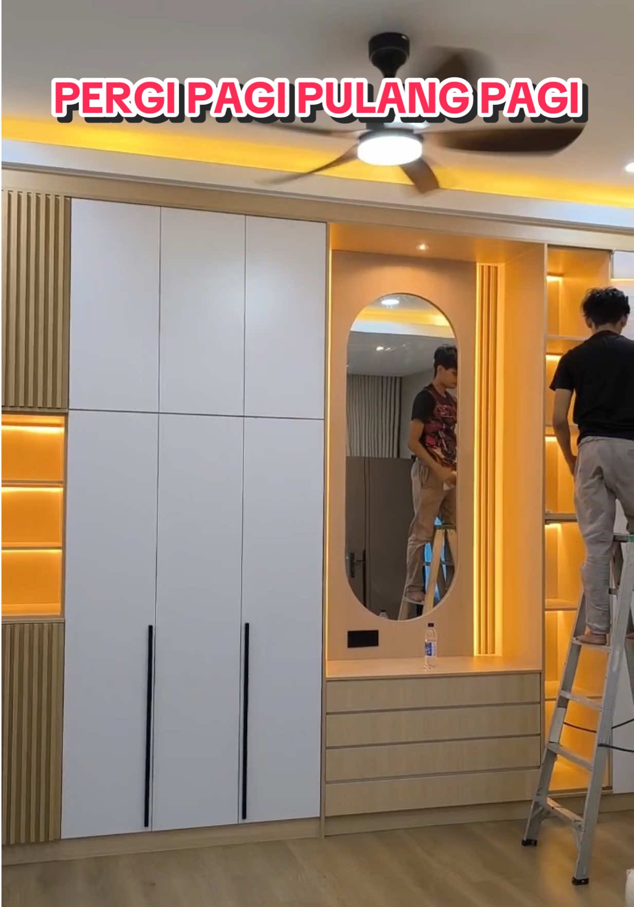 Pergi pagi pulang pagi  #fyp #videoviral #viraltiktok #trending #Home #wardrobe #trendingvideo #trending #home #homedecor #tukang #tip #tuahstudiogroup #idea 