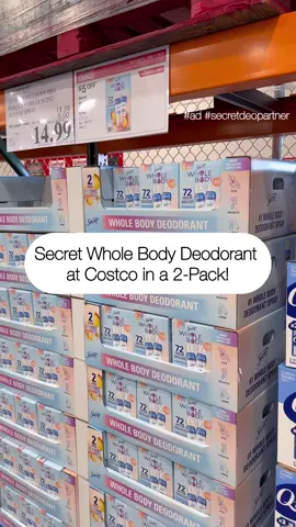 #ad #SecretDeoPartner NOW at Costco $5 OFF for Secret Whole Body Deodorant 👏 This 2 - pack has 72-hour odor protection and is free from aluminum, phthalates and parabens too. Grab yours at Costco for limited time!  