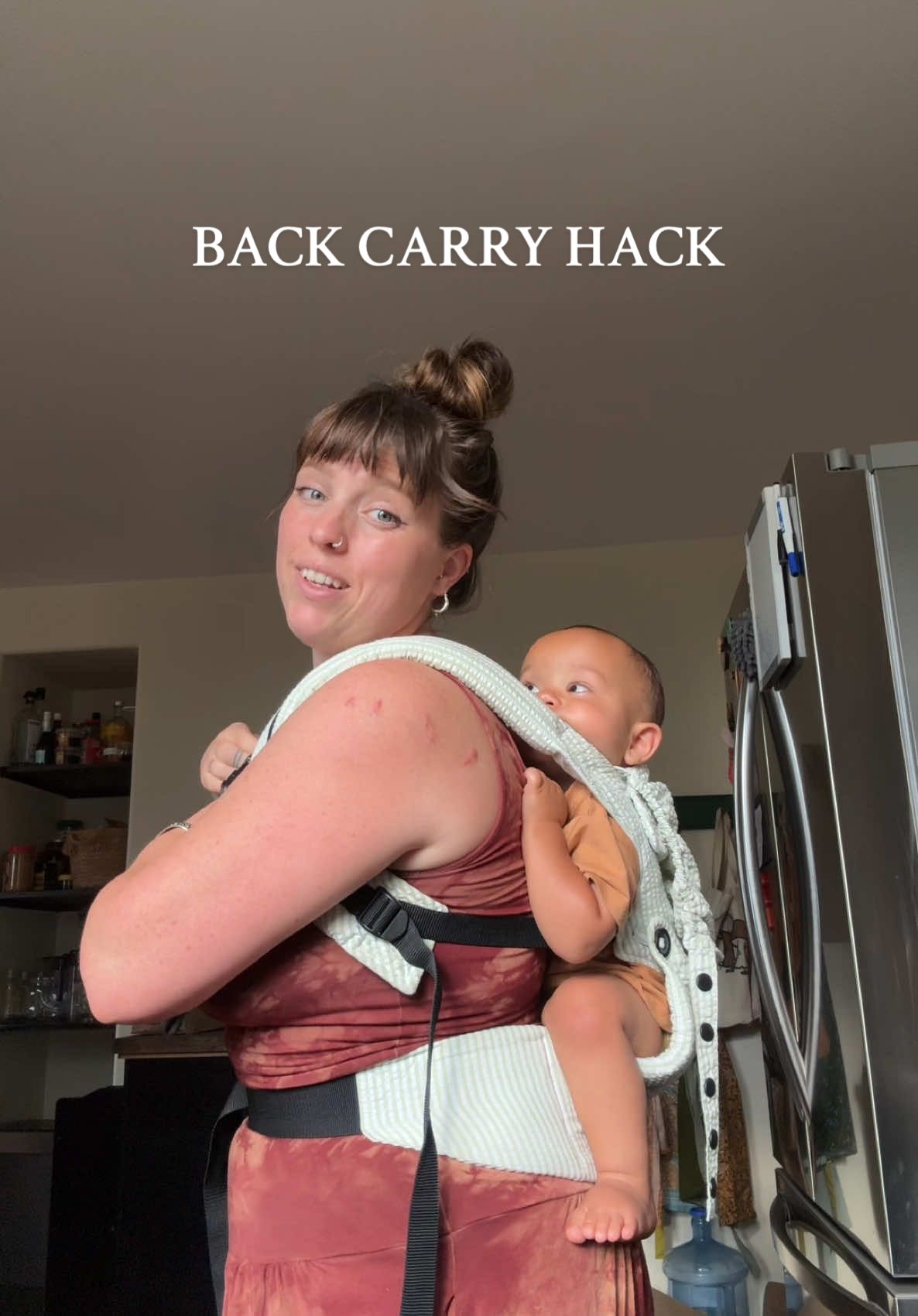 This baby carrier is from @Baby Tula but I think you can do this with any carrier that has a chest strap!  . . . #babywearing #backcarry #babycarrier 