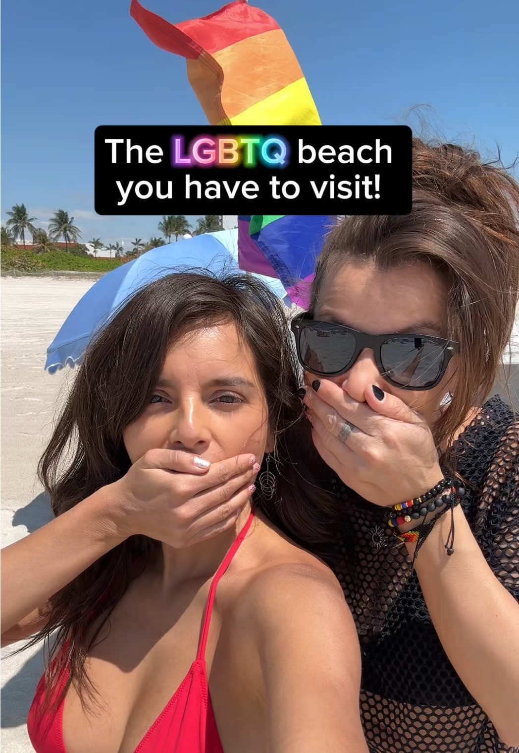 Pride beach is located in front of 1052 Ocean Drive! :)  It’s the most LGBTQ friendly beach in Miami Beach! And we loved feeling safe to be ourselves!  #wlw #wlwcouple #queergirls #queercouple #wlwtiktok #lgbt #lgbtq #miamibeach #miamibeachlife #lgbtqcouples 