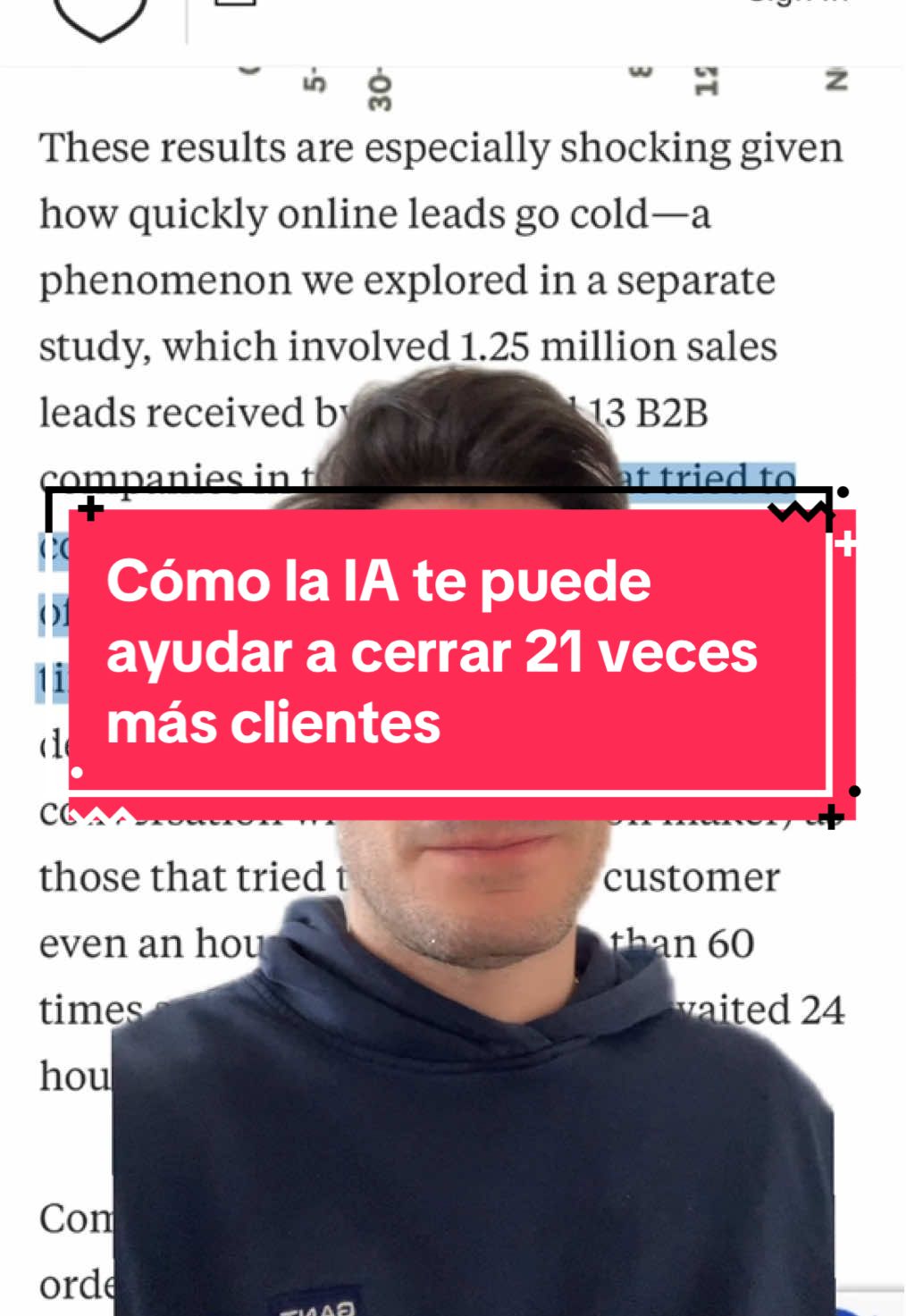 Según Harvard, si respondes a un lead en menos de una hora, tienes 21 veces más probabilidades de convertirlo en cliente. La mayoría de pymes no falla por falta de leads. Falla porque no responde a tiempo. Y si tú no puedes contestar en segundos, una IA sí puede. ¿Tienes ya un sistema que trabaje mientras tú no puedes? #IAparaNegocios #CierreDeClientes #Ventas #Leads #HarvardBusinessReview #Automatización #ResponderLeads #Pymes #NegociosEspaña #TikTokNegocios #SistemasNoPersonas