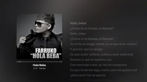 Hola Beba - Farruko #holabeba #farruko #fyp #paratiiii #applemusic #musica #puertorico🇵🇷 #reggaeton #viralvideos #lyricsvideos