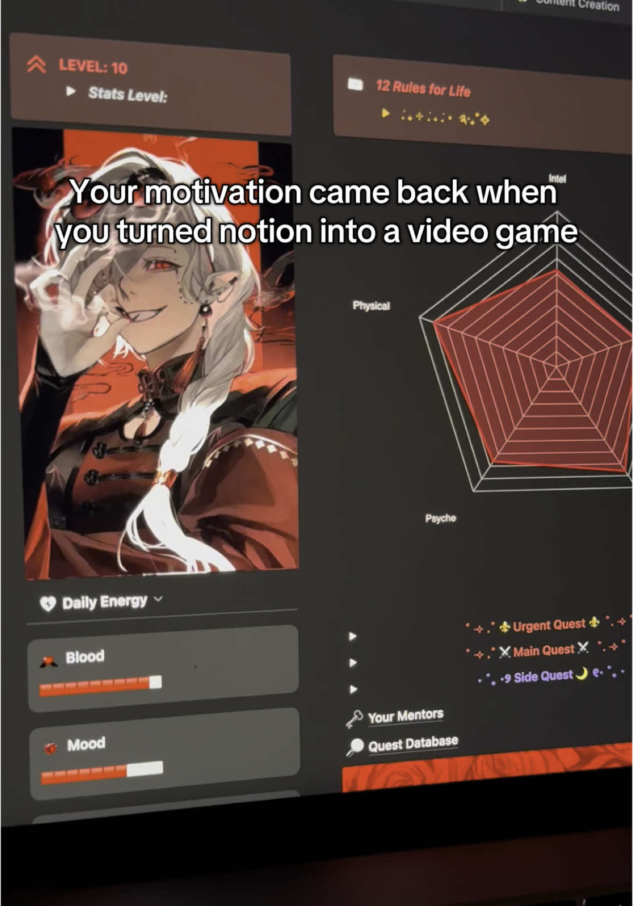 When you created the perfect system to turn your life into a video game #gamifyyourlife #gamification #notiontemplate #gamify #fyp 