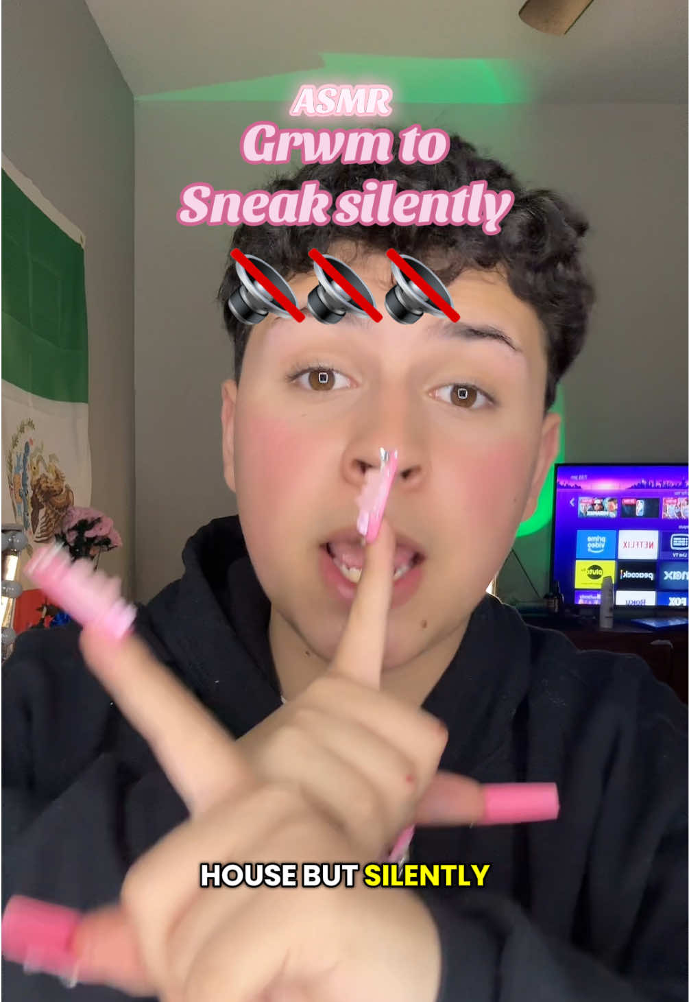 Grwm to sneak out of the house, but silently💋 ASMR nail tapping  New nails #fyp #grwm #nailart #nailasmr #makeupasmr #asmr #makeupgrwm #sneaking 