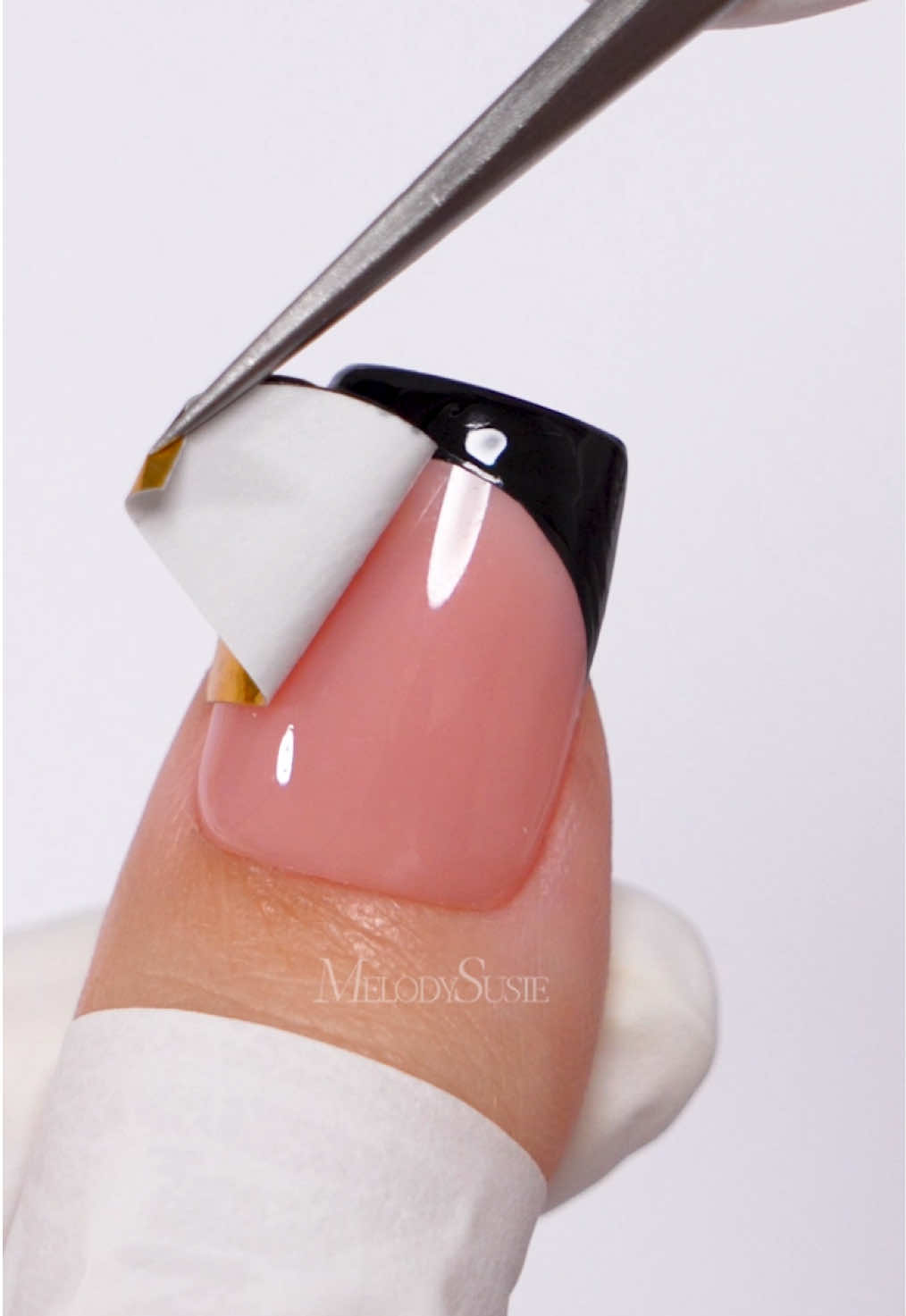 Quick French nail hack! Use the nail form sticker to create a French nail! #melodysusie #nail #nailart #nailideas #nailinspiration #nailinspo #naillove #nailsartvideos #nailtutorial #naillover #nailtips #nailhack #nailtok #nailsoftiktok #nailsalon #nailtech #nailedit #frenchnail #frenchnailhack 