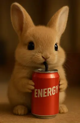 Never underestimate the power of one can. ⚡️☕️✨ #BunnyVibes #EnergyOverload #CuteAndCrazy #BeforeAndAfter #CaffeineHit