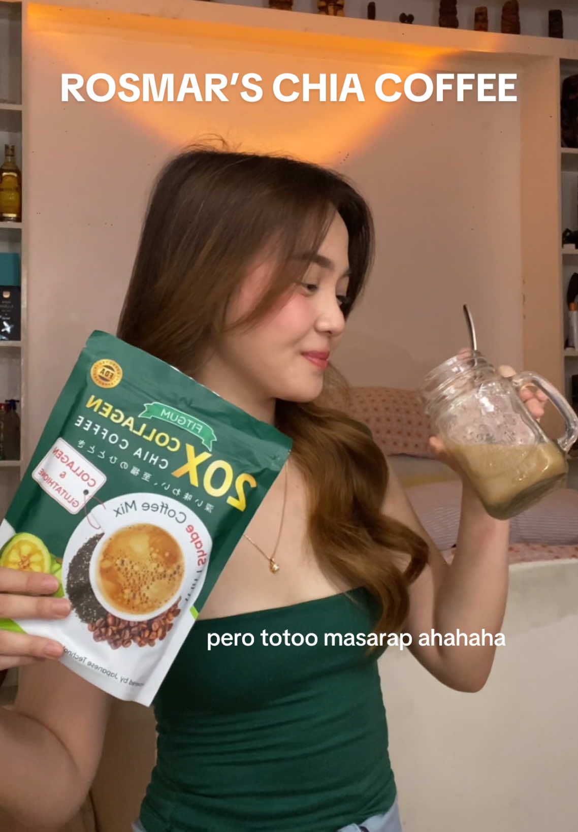 bloated tummy no more🤍💚 #fitgum #chiacoffee #fitgumcollagenchiacoffee #coffee #flattummy #healthy 