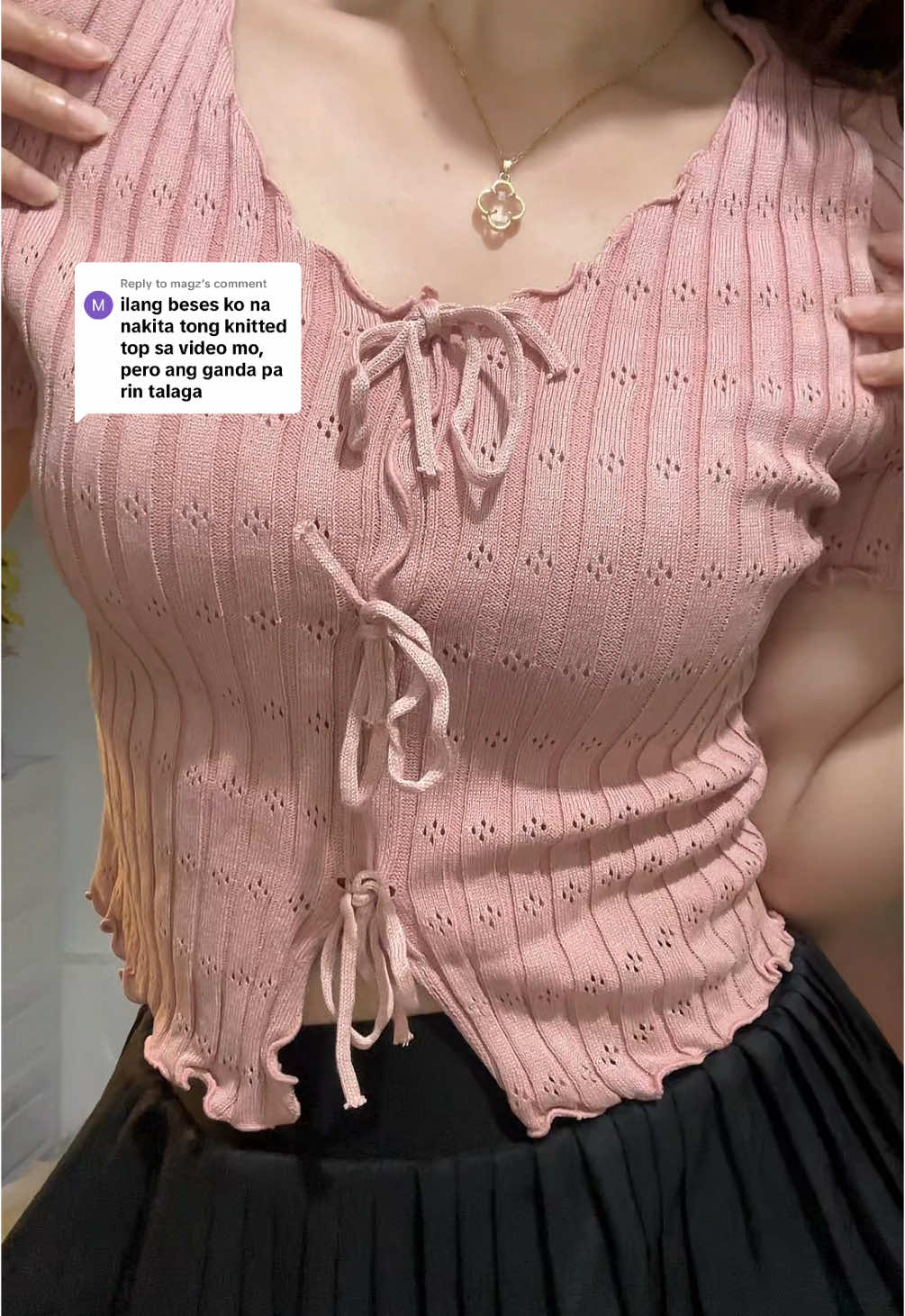 Replying to @magz hindi magsasawang i-flex ang knitted top na ‘to 🥰 #knitted #knittedtop #topsforwomen #knittedoutfit #outfit 