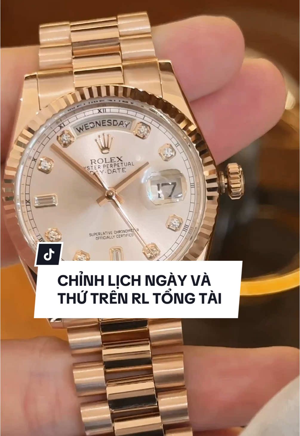 Cách chỉnh thứ, ngày, giờ trên RL Daydate 118235 Sundust!!! #rolex #rolex118235 #rolex36mm #rolexdaydate #rolexvangkhoi #118235sundust #LearnOnTikTok 