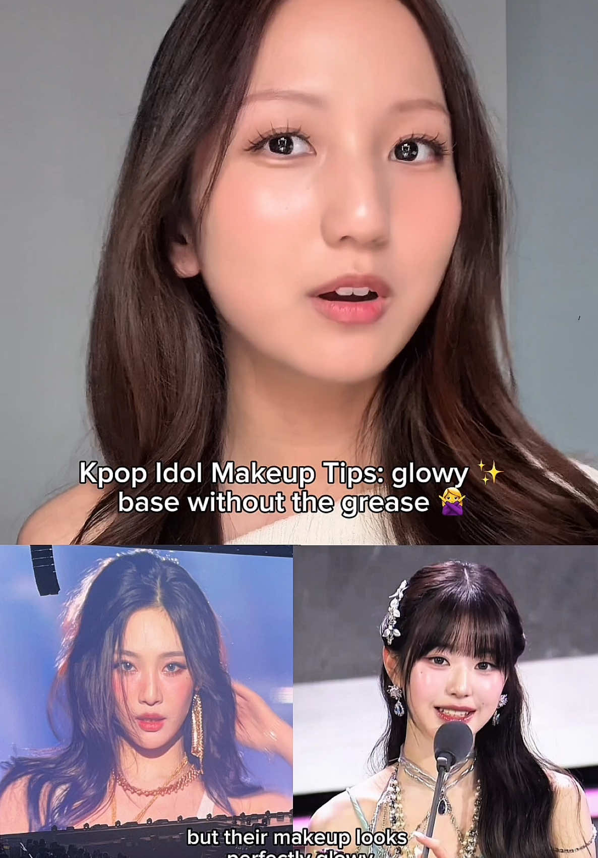 How to get the kpop idol lasting glowy base makeup with oily skin type!  Products: @iUNIK centella calming gel cream, Dior Forever Skin Glow Foundation #iunik #iunikcentella #oilyskin #makeuptips #koreanmakeup 