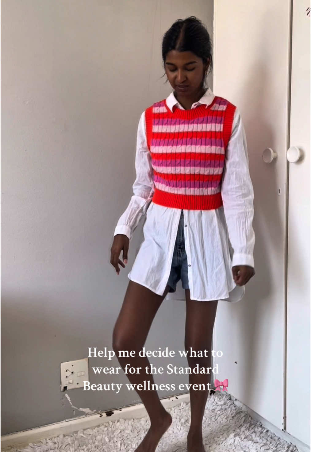 I’m so excited to meet new people and have a great time with @Standard Beauty tomorrow 💗✨ let me know which outfit works best 🫶🏽 #fashiontiktok #outfitinspo #ootdinspo #beautytips #brandevent 