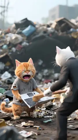 poor cat can't  afford a computer #cat #aicat #meow #story #story #fighting #fyp 