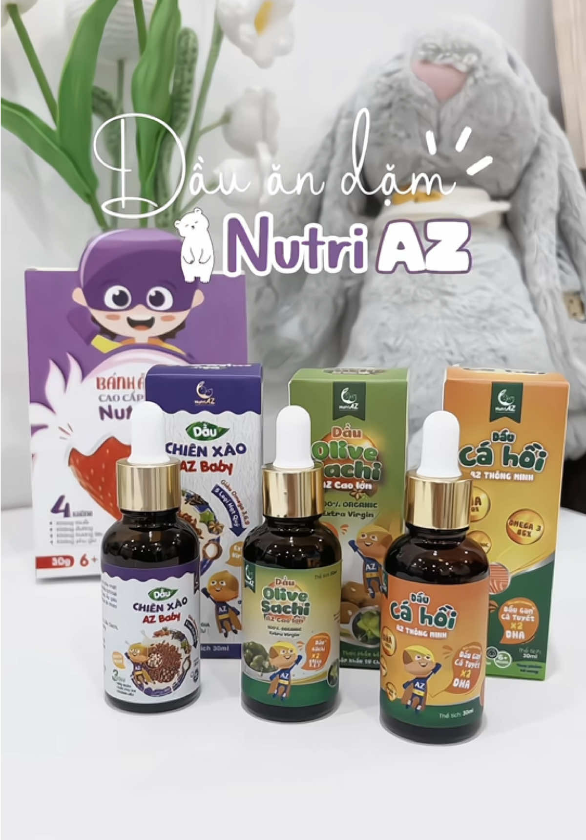 Bộ 3 dầu ăn dặm tui dùng cho Đậu iu✨🥣 	#nutriaz #nutriazvietnam #IDKÊNH #dauandam #suydinhduong #daucahoithongminh #dauoliucaolon #daucahoinutriaz #dauoliunutriaz 