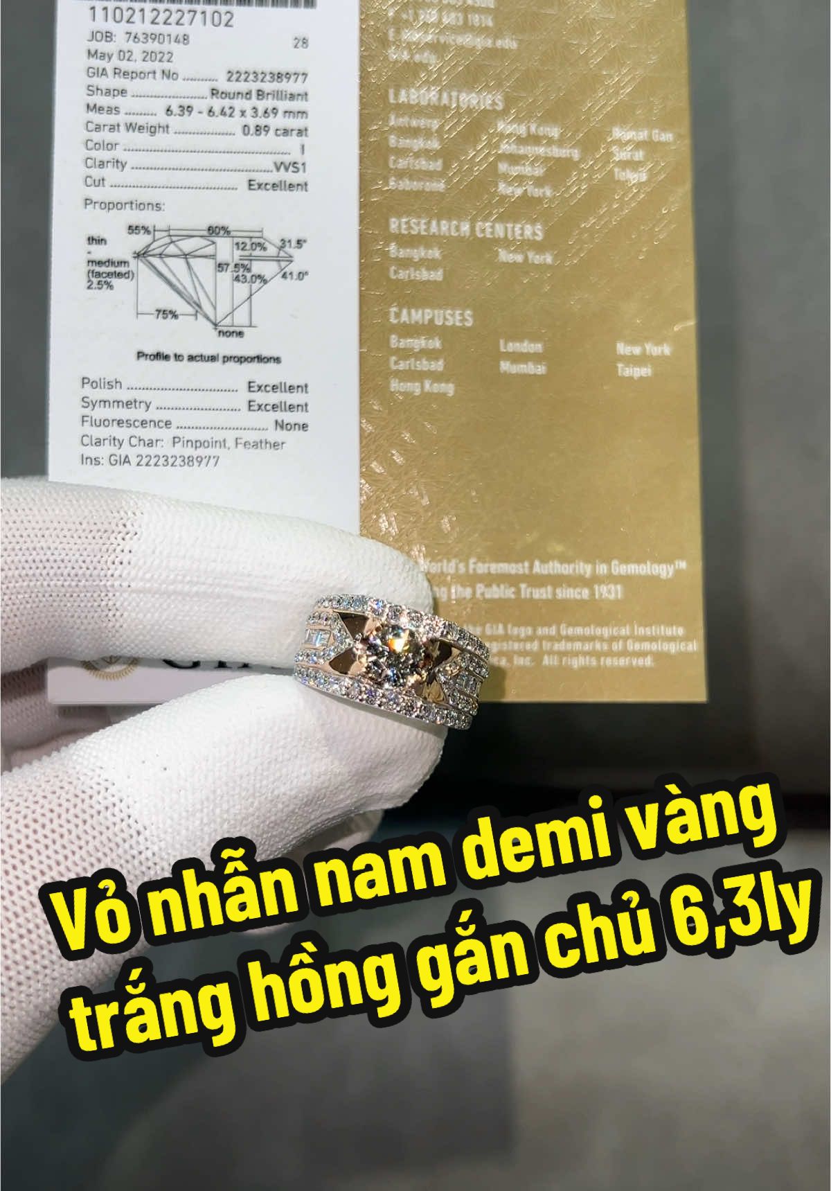 Vỏ nhẫn nam demi vàng trắng hồng 750 gắn chủ 6,3ly 💍💍💎💎#Tuananhkimcuong #thienhanluxury #jewelry #NhẫnĐẹp #trangsuckimcuong #kimcuongthiennhien #viral #CapCut #xuhuong #thinhhanh #buonmathuot #daklak47 #luxurydiamond 