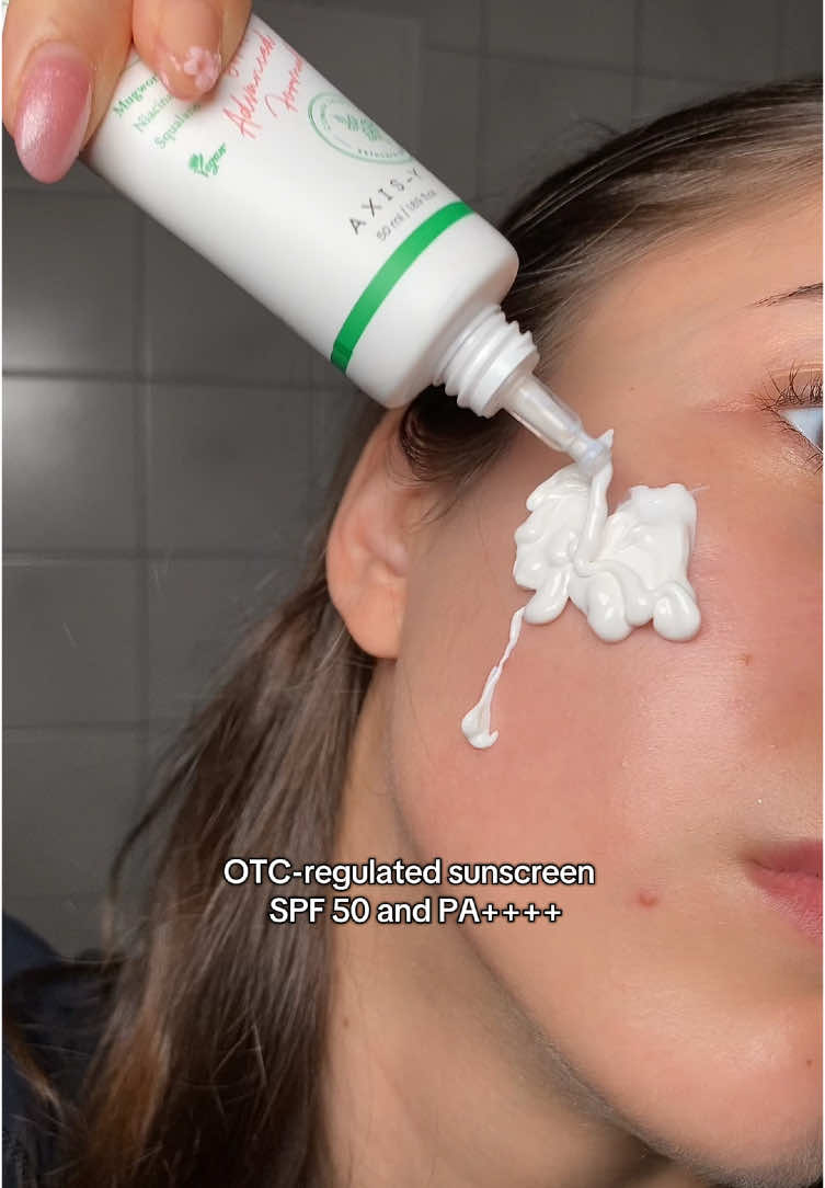every physical sunscreen leaves white cast but have you ever tried this one?  #sunscreen #physicalsunscreen #otcregulated #kbeautyskincare #axisy #axisysunscreen 