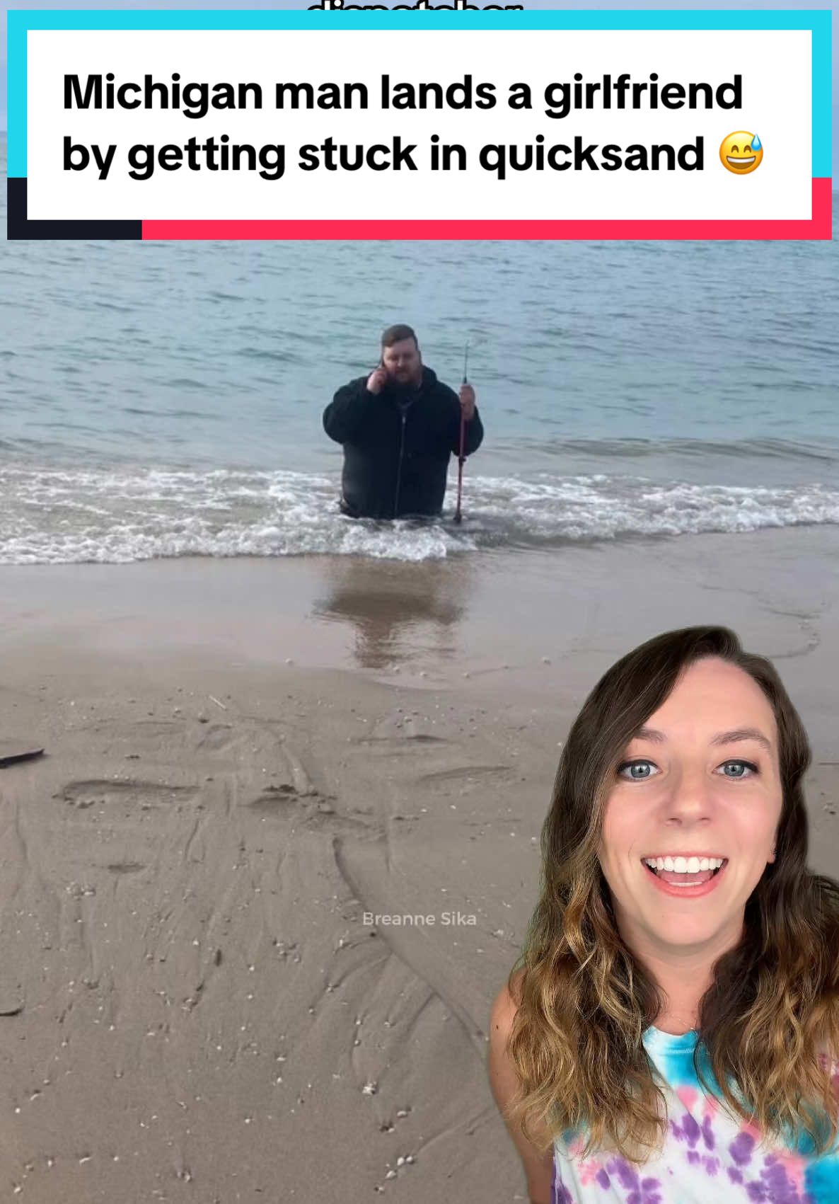 Most people just use dating apps. 😅 Mitchell and Bre worked together for two years, both secretly crushing on each other, until a beach date turned into an emergency rescue mission when he sank waist-deep in sand. 😬 In the middle of speaking with dispatchers, they managed to reveal to each other how they really felt - and they left the beach as more than just friends. 💜 📸Breanna Sika / Mitchell O’Brien #michigan #lakemichigan #leland #lelandblue #quicksand #relationships #goodnews