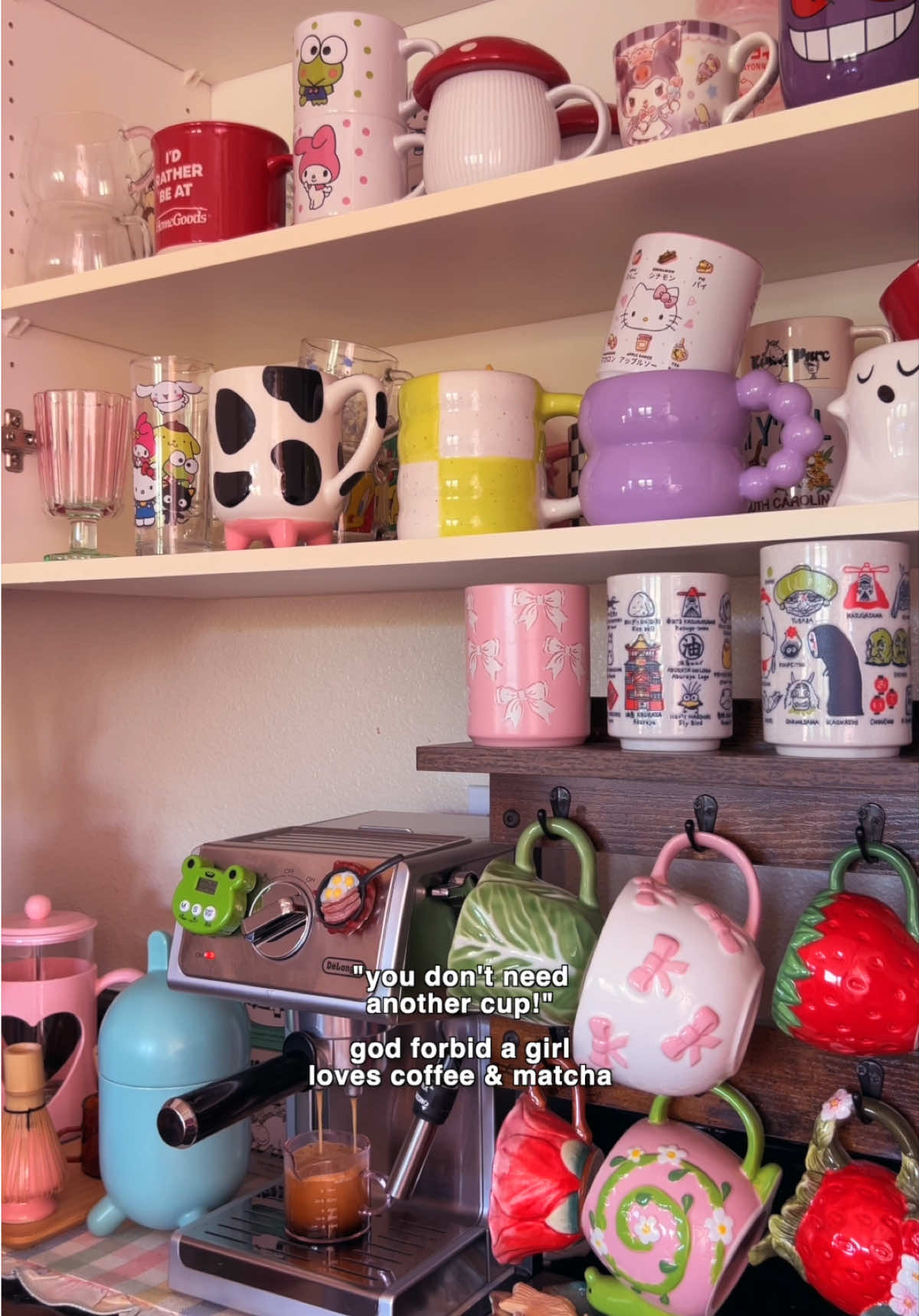 i make my coffee & matcha at home so i think this is justified right 😭 #mugcollection #homedecor #coffeebar #matcha #relatable #coffee #homegoods #pokemon #homecafe #aesthetic #colorfulhome #glassware 