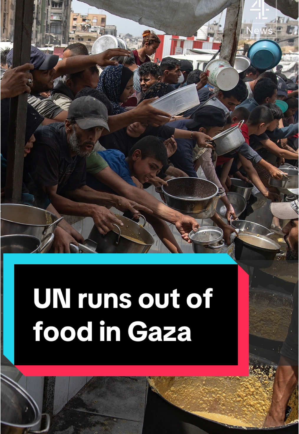 It's almost two months since Israel cut off all supplies to the 2.3 million people of Gaza, and the World Food Programme says its food stocks have now run out. Today, the UN agency delivered its last supplies to hot meal kitchens there, which are expected to run out of food in the coming days. #Gaza #Palestine #Israel #UN #C4News #Channel4News