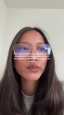 I fear only a select few will understand this struggle. I’m a -9.50 girly, so I wear +1 glasses over my contacts whenever I’m doing computer work #nearsightedness #highmyopia #highprescription 