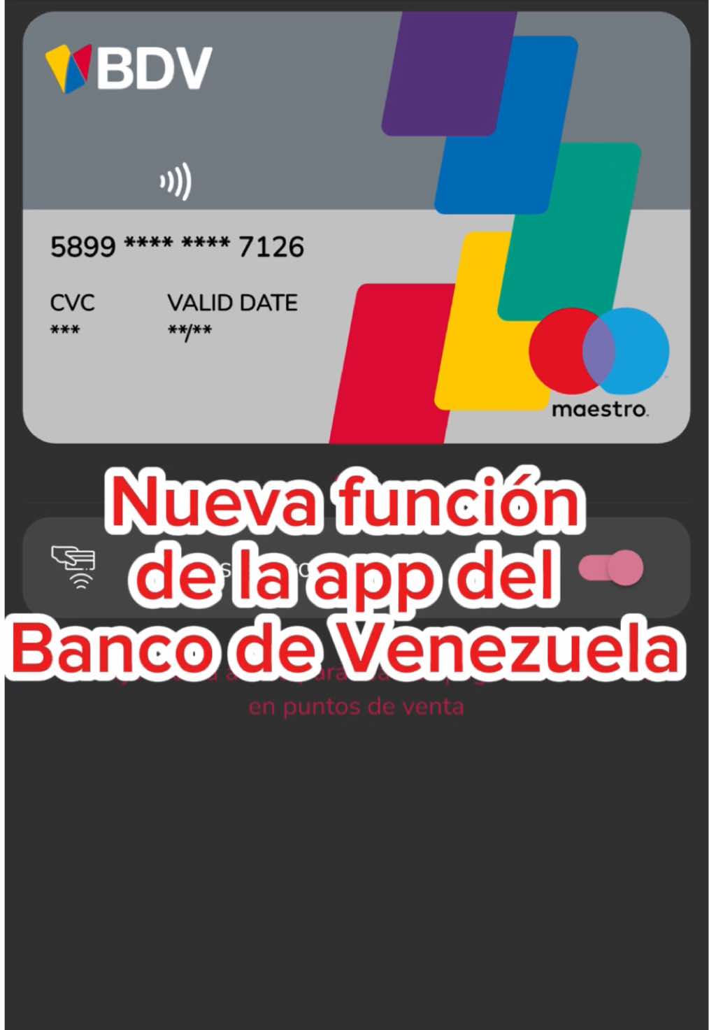 La app del Banco de Venezuela en su nueva actualización te permite visualizar tu tarjeta de débito de forma digital para activar o desactivar los pagos sin contacto de tu tarjeta de débito física, así cómo establecer los montos máximos permitidos en dicha tarjeta.  #economia #finanzas #finanzaspersonales #finanzasinteligentes #finanzasparatodos #bdv #bancodevenezuela #banco #app #fyp #fypシ゚ #foryoupage #foryoupage❤️❤️ #venezuela #venezuela🇻🇪 #actualizacion #tarjeta #contactless #pagosincontacto #tarjetadedébito 