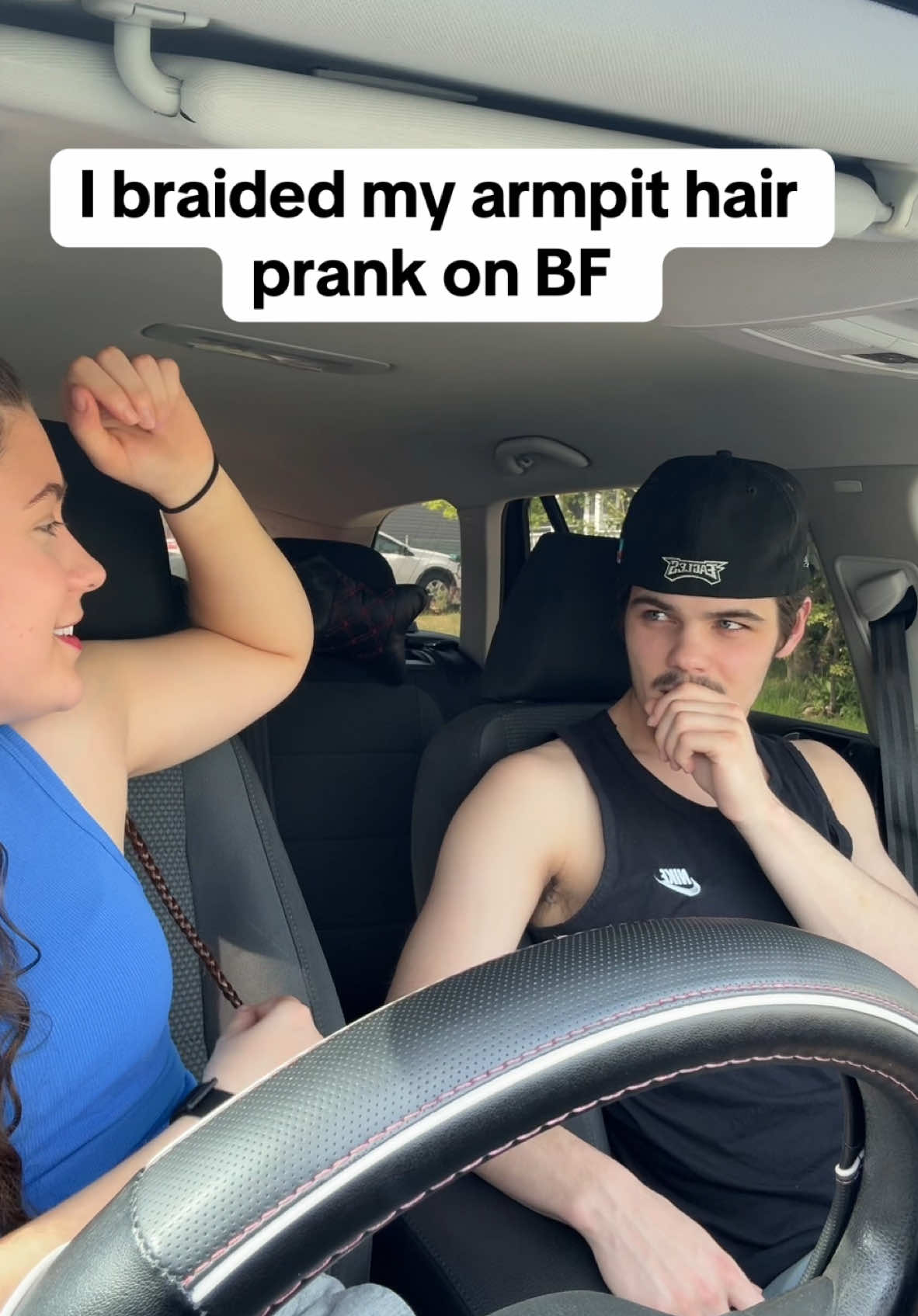 Why is he mad I grow more armpit hair than him!!? 😆😅 #fyp #tiktoktrend #couplestiktok #couples #creatorsearchinsights #reaction #Relationship #harmlessprank #maeveandryan #joke #prankwars #couplegoals #couplecomedy #coupleprank #prank #prankonbf #tiktok 