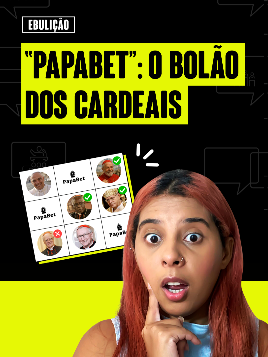 Desde segunda-feira, grupos de mensagens estão tentando adivinhar quem será o próximo Papa, mas o conclave só começa entre 15 e 20 dias após a morte do Pontífice. Enquanto isso, o Brasil acompanha especulações em torno de seis cardeais, que vão desde análises sérias à teorias da conspiração. 🎥 Confira o resumo da Ebulição.