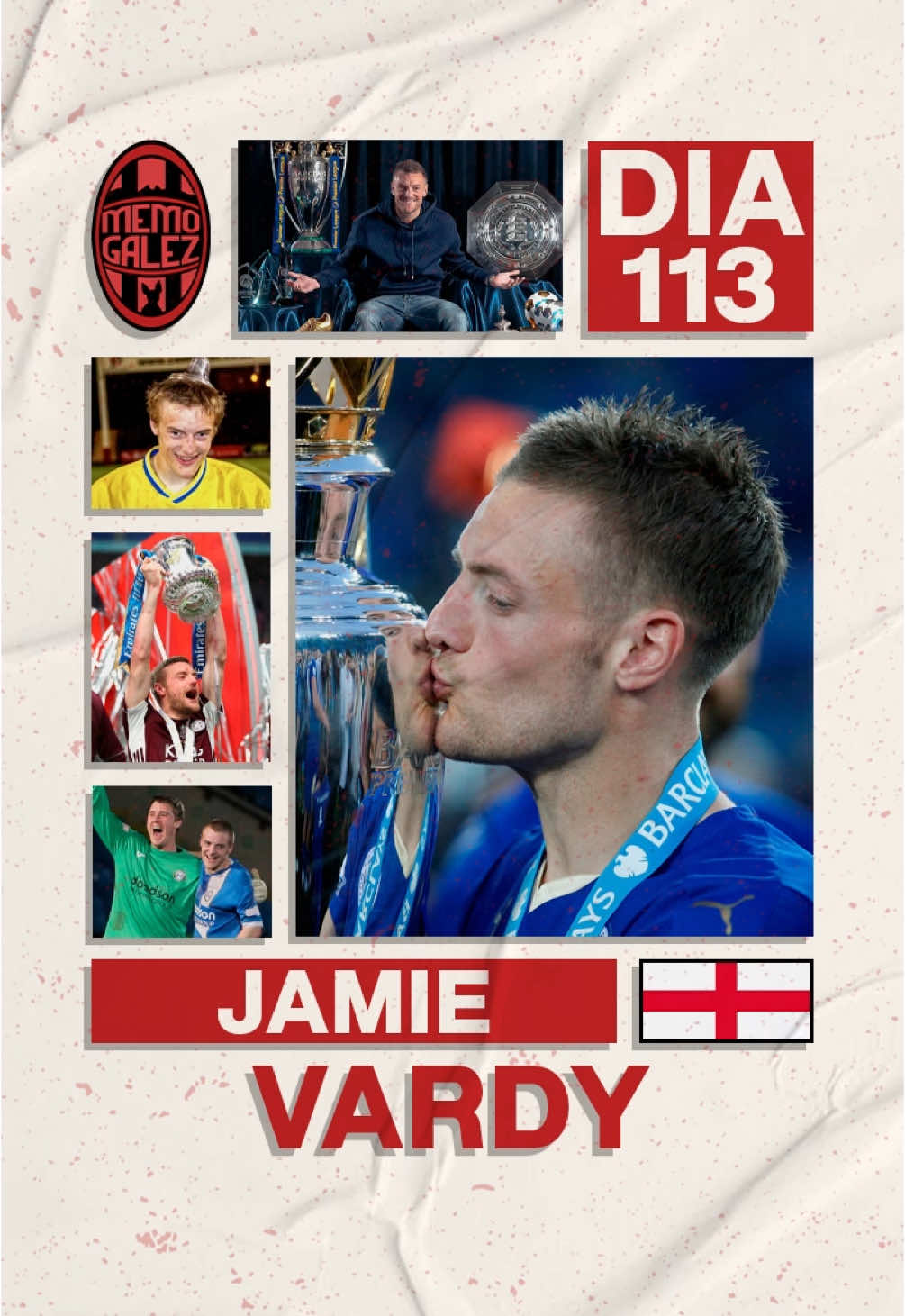 113/366 Jamie Vardy, de jugar en la 7ma división, a ser campeón de la Premier League, haría historia con el Leicester ganando la liga de la manera más improbable, siendo protagonista y artillero. Pronto se despedirá del club donde dejó una huella imborrable. Grande Jamie Vardy. #vardy #jamievardy #leicestercityfc #leicester #memogalez #galez #366dias #366futbolistas 